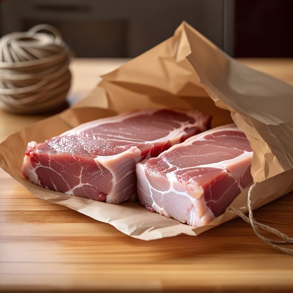 Meat wrapped in butcher paper